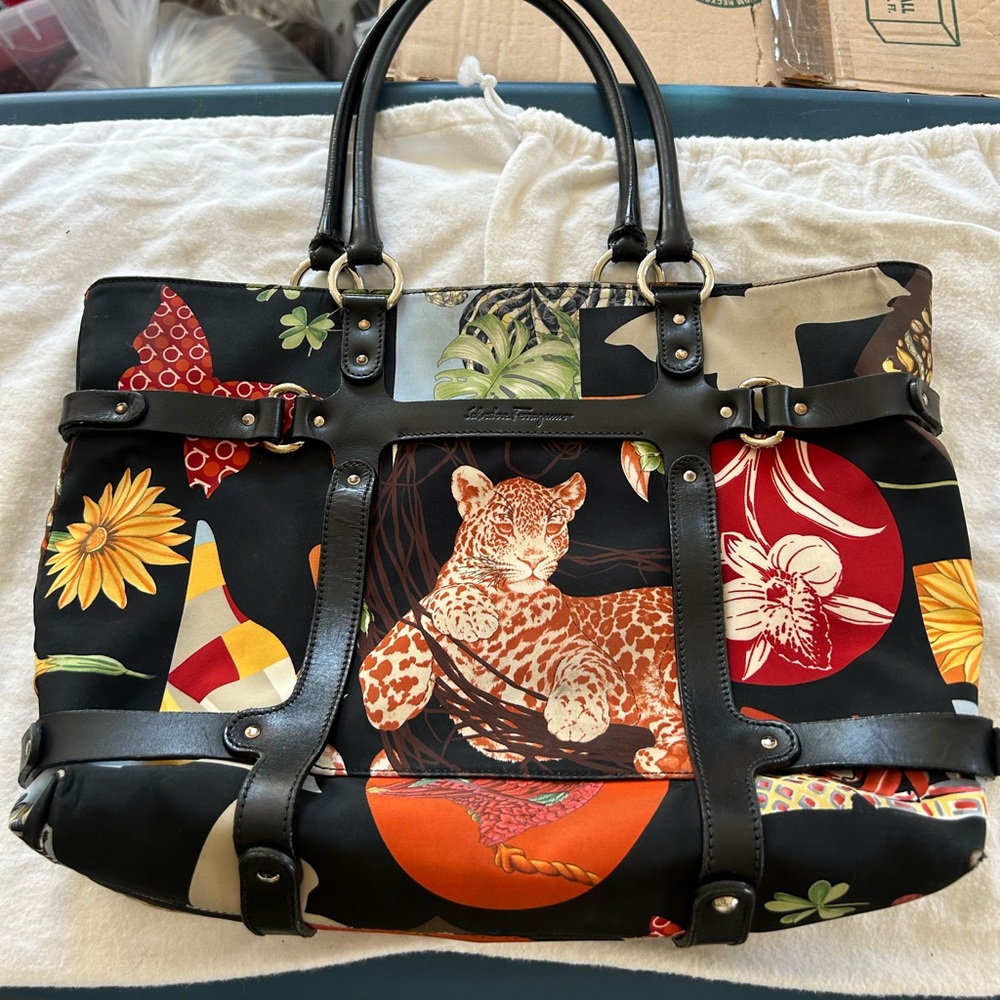 salvatore ferragamo animal print bag